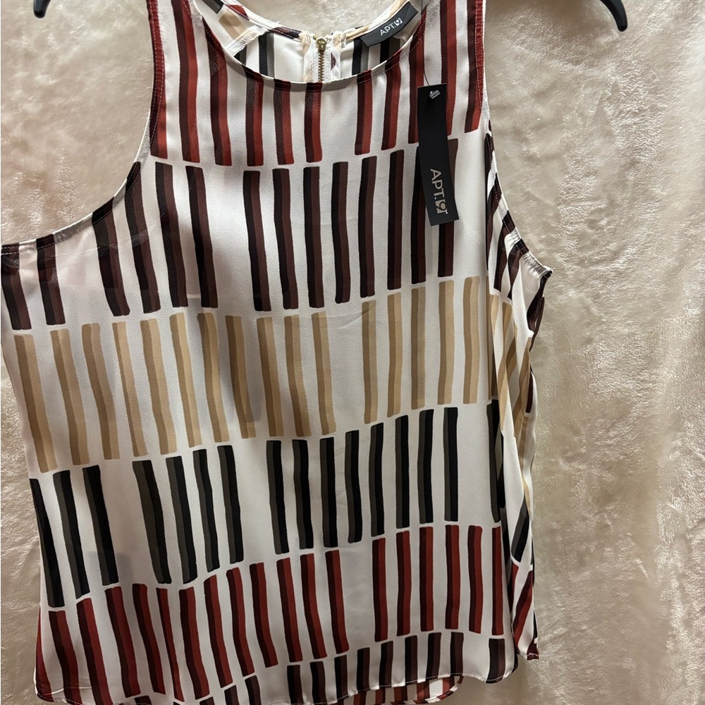 Apt. 9 Women's Striped Sleeveless Blouse - Black, Brown, Cream